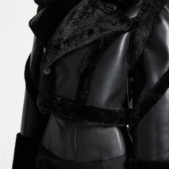 Kena Black Leather & Plush 2-in-1 Gilet Jacket - Picture 5 of 7